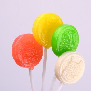 16g Round Shape Pallet lollipop Wholesale colorful festive Christmas snacks bear crystal claw lollipop fruit slices creative handmade candy gifts hard candy