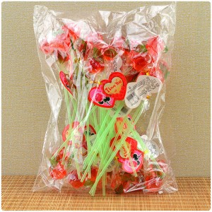 10g Double Rose shape lollipop Happyday love rose lollipop fruit flavor hard candy manufacturer factory price