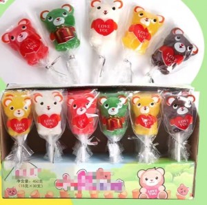 halal seaweed gelatine Animals bear Shape soft gummy jelly lollipop supplier