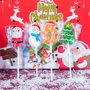 15g christmas candy santa christmas tree snow man shaped lollipop Manufacturer