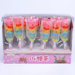 16g Pig shape lollipop colorful fruit flavor hard sweet stick candy supplier