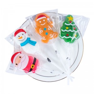 15g christmas candy santa christmas tree snow man shaped lollipop Manufacturer