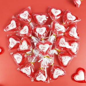 Heart shape lollipop Halal fruit flavor red heart shape lollipop candy manufacturer