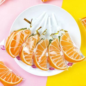 Halal Orange Shape Lollipop  candy hard candy fruit flavor manufacturer