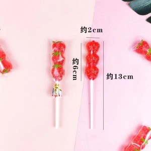 Japanese Dulces Custom Fruit Shaped Halal Sweets Confectionery Hard Candy Wholesale Strawberry Lollipops manufacturer