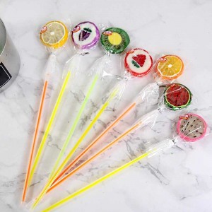 18g Fruit Slice lollipop High Quality Multi-Coloured Orange Design Sliced Bulk Custom Fruit Hard Candy Lollipop Supplier