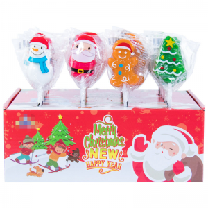 15g christmas candy santa christmas tree snow man shaped lollipop Manufacturer