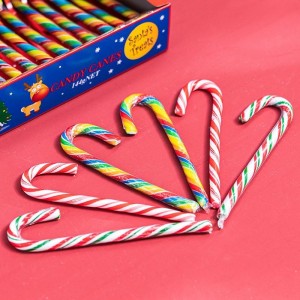 10g Colorful Candy Cane custom gift box packing fruity flavor candy canes supplier factory price