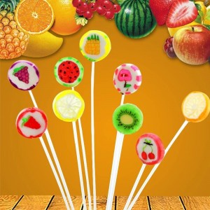 10g Fruit Slice lollipop Halal Lolly Caramelos Natural Bulk Assorted Chew Pops Healthy Snack Hard Candies Fruit Slice Lollipops manufaturer