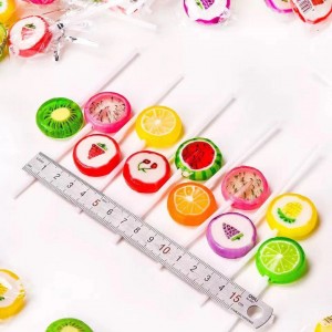 fruity fruit shape slice sweet sour hard lollipop candy