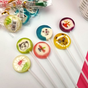 fruity fruit shape slice sweet sour hard lollipop candy