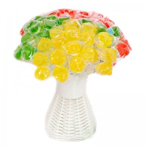 13g Rose Shape lollipop Halal Sweets Rose Lollipop Valentine candy manufacturer